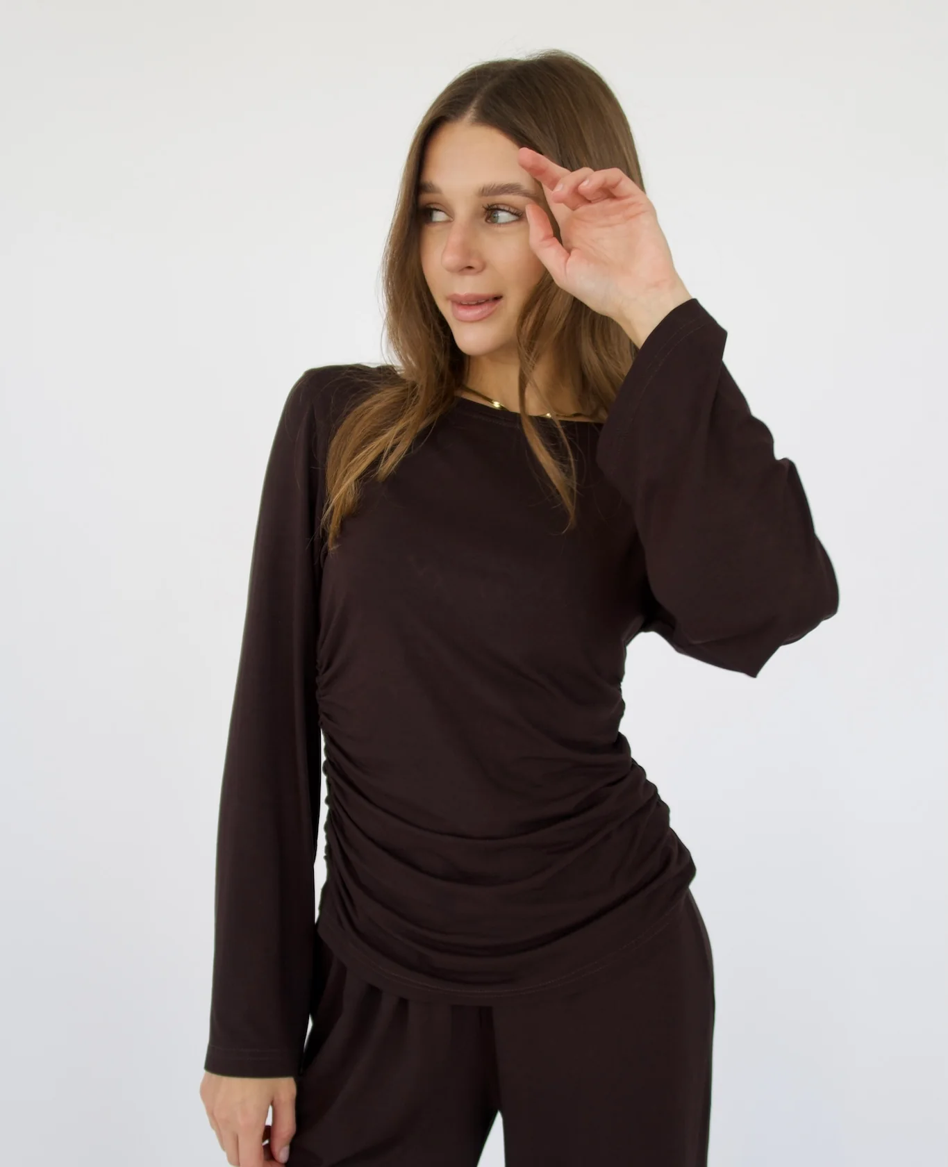 Bluzka VELVA Brown - Image 3