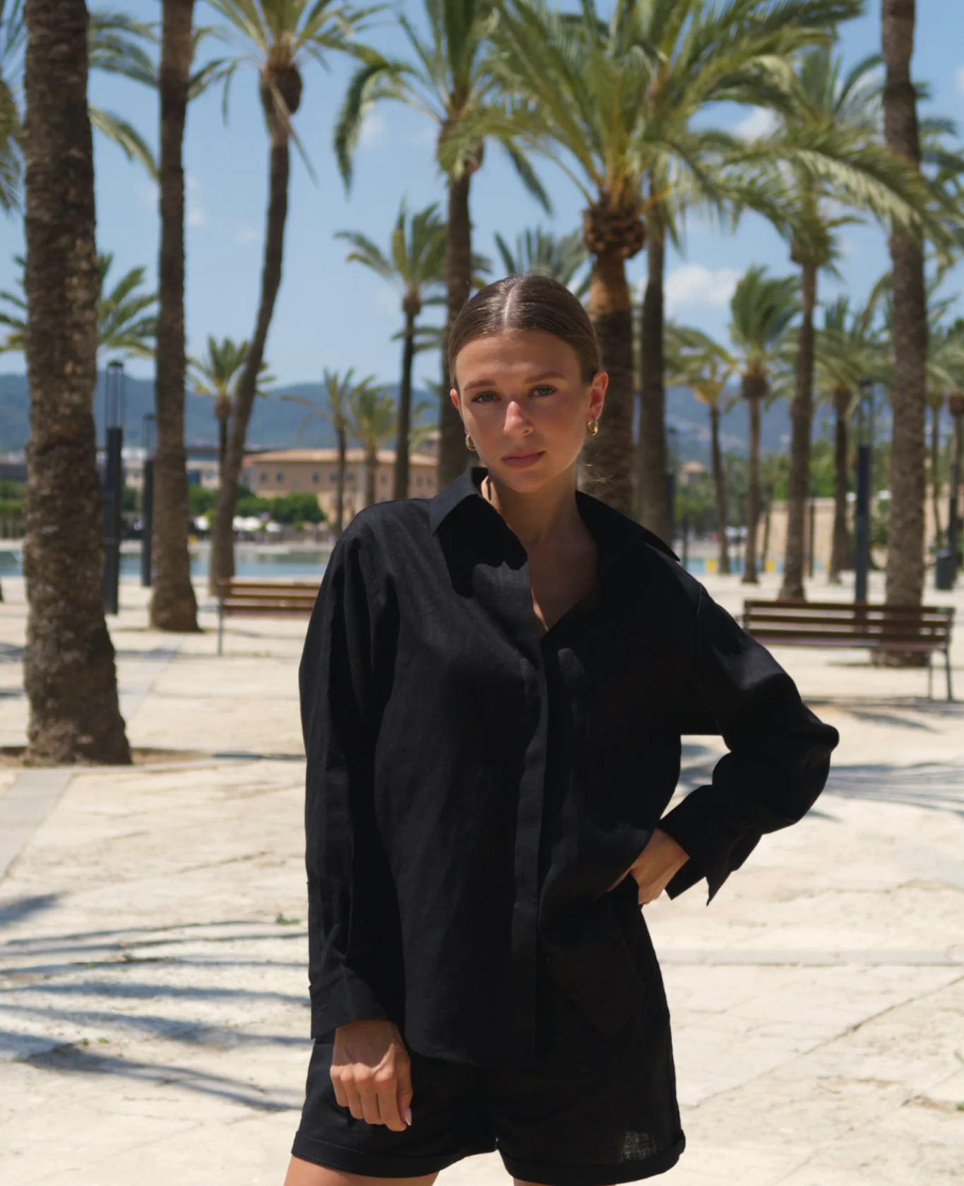 Spodenki PORTO Linen Black - Image 3